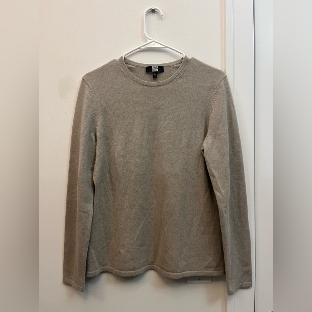Saks Fifth Avenue Womens Size Large -  Light Tan 100% Cashmere Crewneck Sweater